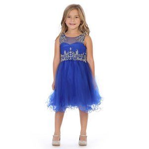 ROYAL BLUE Illusion Shoulder Rhinestones Bodice
